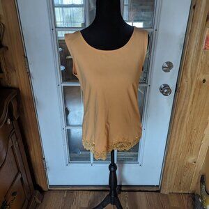 Top Coldwater Creek peach color tank with lace accent size medium